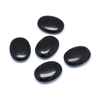 Natural Obsidian Oval Palm Stone, Reiki Healing Pocket Stone for Anxiety Stress Relief Therapy, 44~45x33~34x9~12mm