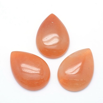 Natural Red Aventurine Cabochons, Drop, 34~35x24~25x6.5~7mm