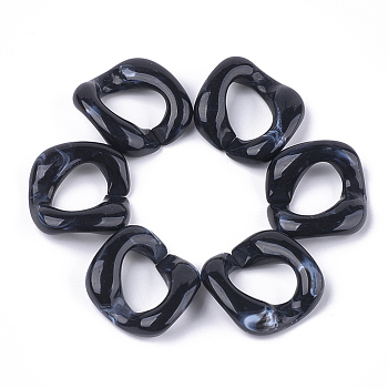 Acrylic Linking Rings, Quick Link Connectors, For Curb Chains Making, Imitation Gemstone Style, Twist, Black, 26.5x27.5x8mm, Hole: 17.5x11.5mm, about: 136pcs/401g
