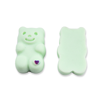 Opaque Resin Cabochons, Bear with Heart, Aquamarine, 17x11x6.5mm