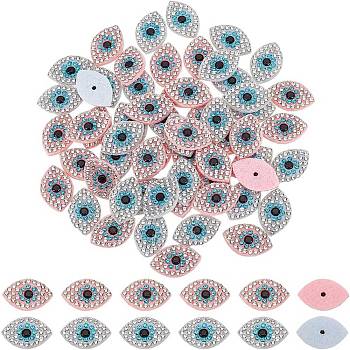 60Pcs 2 Colors Cloth Sew on Patches, Costume Accessories, Evil Eye, Mixed Color, 21x13.5x2.8mm, 30pcs/color 