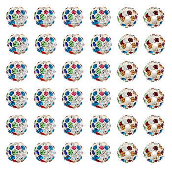 120Pcs Rhinsestone Clay Pave Beads, Round, Mixed Color, 9~10mm, Hole: 1.8mm