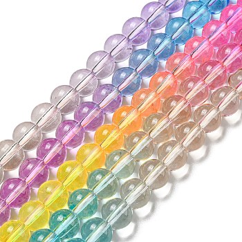 Dyed & Heated Synthetic Quartz Beads Strands, Gradient Color Round Beads, Mixed Color, 8mm, Hole: 1mm, about 55~56pcs/strand, 15.55''~15.75''(39.5~40cm)