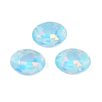 Glass Cabochons, Faceted, Oval, Cyan, 14x10x5mm, 36pcs/set