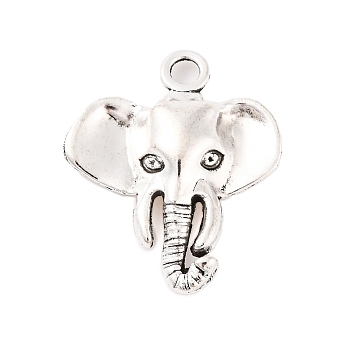 Tibetan Style Alloy Elephant Pendants, Cadmium Free & Lead Free, Antique Silver, 25x21x4mm, Hole: 2.5mm