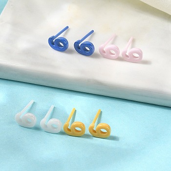 Hypoallergenic Bioceramics Zirconia Ceramic Stud Earrings, Number 6, No Fading and Nickel Free, Mixed Color, 6.5~7x4.5mm