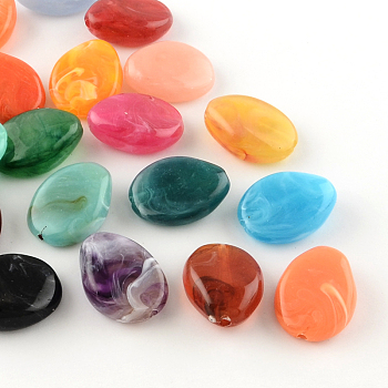 Teardrop Imitation Gemstone Acrylic Beads, Mixed Color, 25x19x9mm, Hole: 2mm, about 180pcs/500g