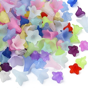 400Pcs 2 Styles Transparent Acrylic Beads, Frosted, Flower, Mixed Color, 22.5x22x22mm, Hole: 2mm