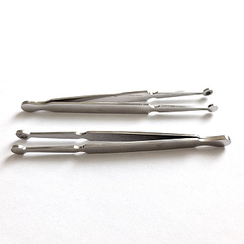 304 Stainless Steel Bead Tweezers, Piercing Ball Grabber Tool, Stainless Steel Color, 12x0.9cm, Inner Diameter: 3~5mm