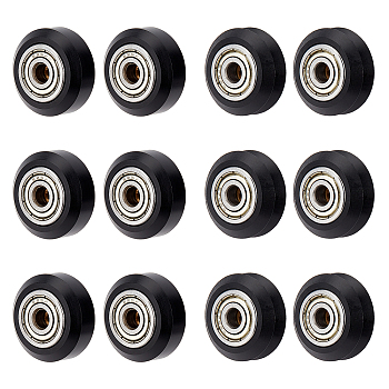 12Pcs 2 Style Plastic & Steel Pulley, for 3D Printer, Black, 6pcs/style