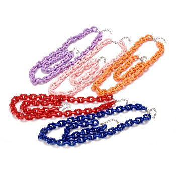 Jewelry Sets, Including Acrylic Cable Chain Necklaces & Bracelets, with Iron Chain Extender & Zinc Alloy Lobster Claw Clasps, Mixed Color, 52.5cm, 21cm, 14mm