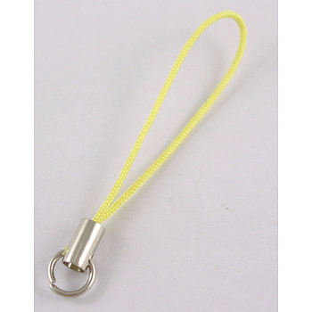 Mobile Phone Strap, Colorful DIY Cell Phone Straps, Alloy Ends with Iron Rings, Yellow, 6cm