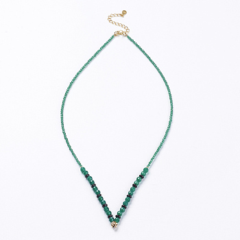 Natural Agate and Synthetic Gemstone(Imitation Emerald) Necklaces Making, with Brass Findings, 16.7 inch~18.1 inch(42.5~46cm)