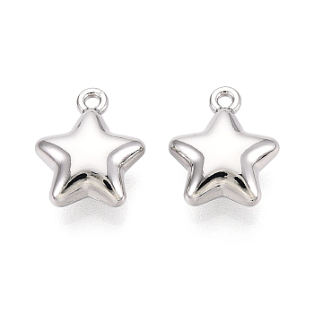 Alloy Pendants, Star Charms, Platinum, 14x12x5mm, Hole: 1.4mm