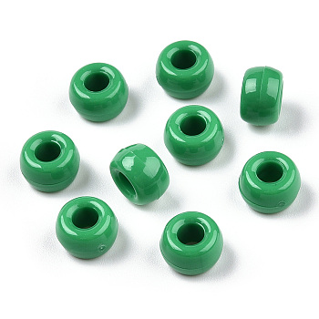 Opaque Plastic Beads, Barrel, Green, 9x6mm, Hole: 3.8mm, about 1950pcs/500g