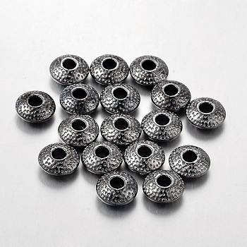 Tibetan Style Alloy Spacer Beads, Lead Free & Cadmium Free & Nickel Free, Flat Round, Gunmetal, 8x3mm, Hole: 2.5mm.