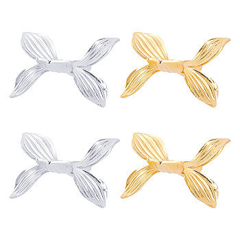 AHADERMAKER 4Pcs 2 Colors Alloy Display Holder, for Crystal Ball, Leaf, Platinum & Golden, 6.4x6.2x3.55cm, 2pcs/color