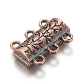 Alloy Magnetic Clasps with Loops, Red Copper,14x19x6mm, Hole: 2mm