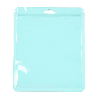 Macaron Color Plastic Yin-yang Resealable Bags, Zip Top Bags, Self Seal Bags, Top Seal, Rectangle, Pale Turquoise, 16.9x14x0.15cm, Unilateral Thickness: 2 Mil(0.05mm)