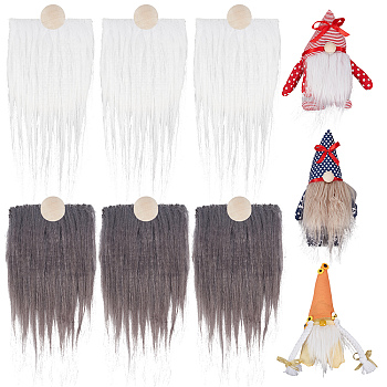 Artificial Wool Gnome Beard Costume Beard, Festive & Party Decoraions, with Wood Beads, Gray, 200~210x90x1.5mm, 15mm