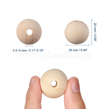 Unfinished Natural Wood Beads Spacer Craft Beads for DIY Macrame Rosary Jewelry(X-WOOD-S651-25mm-LF)-2