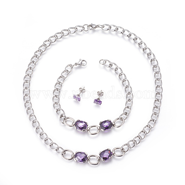 Lilac Stainless Steel Bracelets & Earrings & Necklaces