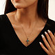 Natural Turquoise & Cubic Zirconia Cross Pendant Necklaces(NJEW-L125-001ASP)-3