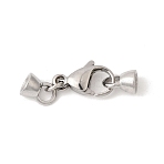 304 Stainless Steel Lobster Claw Clasps and Cord End, Stainless Steel Color, 30mm, Hole: 4mm(STAS-B128-08P-01)