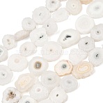 Natural Sunflower Druzy Agate Slice Beads Strands, Nuggets, 13~23x14~21x6~8mm, Hole: 1.4mm, about 23~24pcs/strand, 15.83''~16.34''(40.2~41.5cm)(G-K381-A01)
