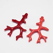Branch Dyed Synthetical Coral Big Pendants, Mixed Color, 61x39x6.5mm, Hole: 1mm(CORA-L041-01)