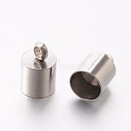201 Stainless Steel Cord Ends, End Caps, Stainless Steel Color, 10x6.5mm, Hole: 2mm, 6mm inner diameter(STAS-E077-07)