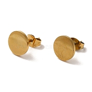 Vacuum Plating 304 Stainless Steel Stud Earrings, Plain Flat Round, Golden, 9mm(EJEW-Z040-01G)