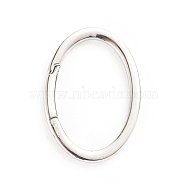 304 Stainless Steel Spring Gate Rings, Oval Rings, Stainless Steel Color, 9 Gauge, 35x25x3mm, Inner Diameter: 29x19mm(STAS-I133-07B)