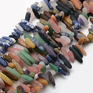 Natural & Synthetic Frosted Gemstone Chip Beads Strands, Mixed Stone, 12~22x4~6mm, Hole: 1mm, about 80~85pcs/strand, 15.5 inch(X-G-L154-25)