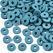 Handmade Polymer Clay Beads, for DIY Jewelry Crafts Supplies, Disc/Flat Round, Heishi Beads, Dark Cyan, 6x1mm, Hole: 2mm, about 1175pcs/50g(X-CLAY-Q251-6.0mm-85)