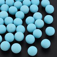 Opaque Acrylic Beads, Frosted, No Hole, Round, Light Sky Blue, 8mm, about 1600pcs/500g(MACR-S373-57-K06)