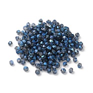 Electroplate Glass Beads, Bicone, Light Steel Blue, 4x4x3.5mm, Hole: 1mm, 720pcs/bag(GGLA-Z004-02B)