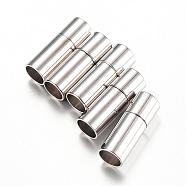 Brass Clasps, Column, Platinum, 16x4mm, Half Hole: 3mm(KK-T005-02P)