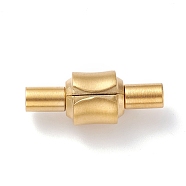 Ion Plating(IP) 304 Stainless Steel European Clasps with Cord Ends, Column, Matte Gold Color, 21x8mm, Hole: 3mm(STAS-G239-11G)
