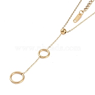 Ion Plating(IP) 304 Stainless Steel Cable Chain Necklaces, Ring & Round Pendant Necklaces for Women, Real 18K Gold Plated, 15.35 inch(39cm)(NJEW-G081-03G)