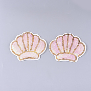 Computerized Embroidery Cloth Iron on/Sew on Patches, with Paillette/Sequins, Appliques, Costume Accessories, Scallop, Colorful, 71x82x1.5mm(FIND-T030-247)