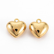Brass Pendants, Nickel Free, Heart, Real 18K Gold Plated, 16x15.5x8.5mm, Hole: 1.8mm(KK-N233-119-NF)