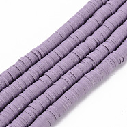 Handmade Polymer Clay Bead Strands, Heishi Beads, Disc/Flat Round, Plum, 6x0.5~1mm, Hole: 2mm, about 320~447pcs/strand, 15.74 inch~16.92 inch(CLAY-T002-6mm-58)