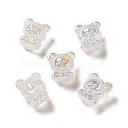 UV Plating Rainbow Iridescent Acrylic Beads, Baby Girl with Bear Clothes, Clear, 17.5x16.5x14mm, Hole: 3.5mm(PACR-M002-01F)