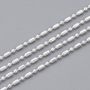 Brass Ball Chains, Ball & Bar Faceted Beaded Chains, Long-Lasting Plated, Soldered, with Spool, Cadmium Free & Lead Free, Silver, 1.8x1mm and 1mm, about 16.4 Feet(5m)/roll(X-CHC-S008-010F-S)
