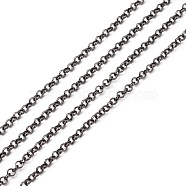 Iron Rolo Chains, Round, Belcher Chain, with Spool, Unwelded, Lead Free, Gunmetal, 3x1mm(CH-S068-B-LF)
