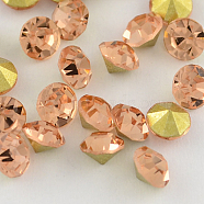 Grade A Glass Pointed Back Chaton Rhinestones, Back Plated, Diamond, Light Peach, 4.0~4.2mm, about 144pcs/gross(RGLA-PP32-24A)
