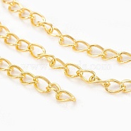 Iron Twisted Chains, Unwelded, with Card Paper, Oval, Golden, 5x3.5x0.7mm(X-CH-0.7DK-G)