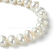 Natural Cultured Freshwater Pearl Beads Strands, Round, Antique White, 7~8x5.5~7mm, Hole: 0.5~0.65mm, about 29~30pcs/strand, 6.89''~7.48"(17.5~19cm)(PEAR-NB0001-21)