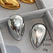 Teardrop Alloy Stud Earrings, Platinum, 41x26mm(WG64463-29)